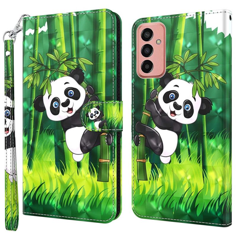 Fliptok Samsung Galaxy M13 Panda És Bambusz Nyakpánttal