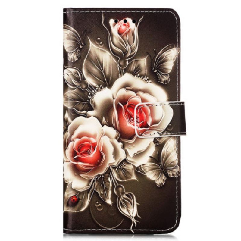 Fliptok / Bőrtok Samsung Galaxy A54 5G szíjjal Strap Roses