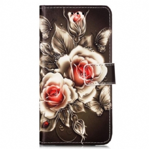 Fliptok / Bőrtok Samsung Galaxy A54 5G szíjjal Strap Roses