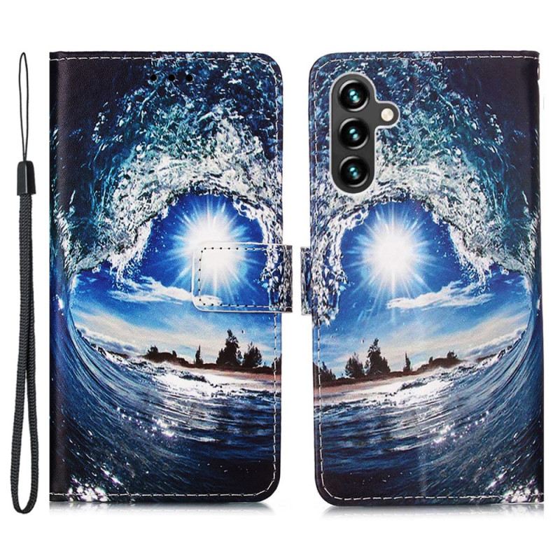 Fliptok / Bőrtok Samsung Galaxy A54 5G szíjjal Szeresd A Thong Wave-t