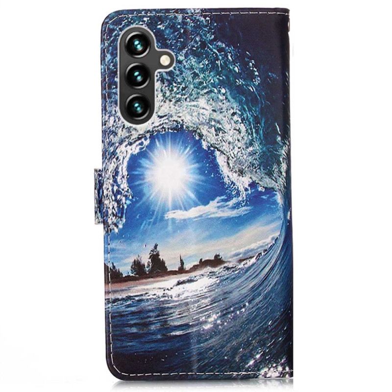 Fliptok / Bőrtok Samsung Galaxy A54 5G szíjjal Szeresd A Thong Wave-t