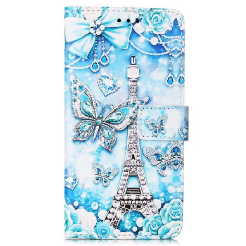 Fliptok Samsung Galaxy A54 5G Eiffel-torony Pillangói