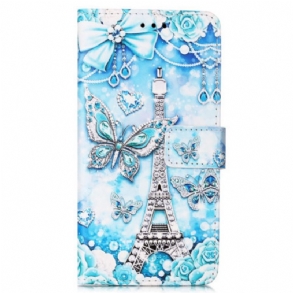 Fliptok Samsung Galaxy A54 5G Eiffel-torony Pillangói