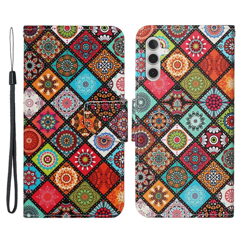 Fliptok Samsung Galaxy A54 5G Patchwork Zsinórral