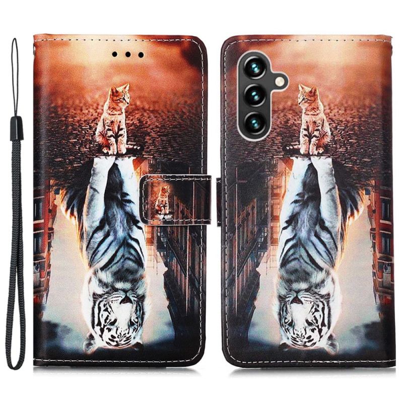 Fliptok Samsung Galaxy A54 5G szíjjal Strappy Kitten Dream