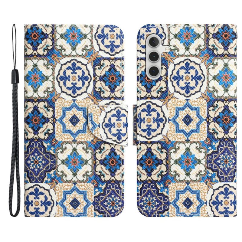 Fliptok Samsung Galaxy A54 5G szíjjal Strappy Patchwork