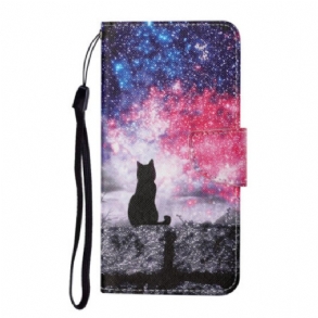 Kinyitható Tokok Samsung Galaxy A54 5G szíjjal Starry Thong Cat