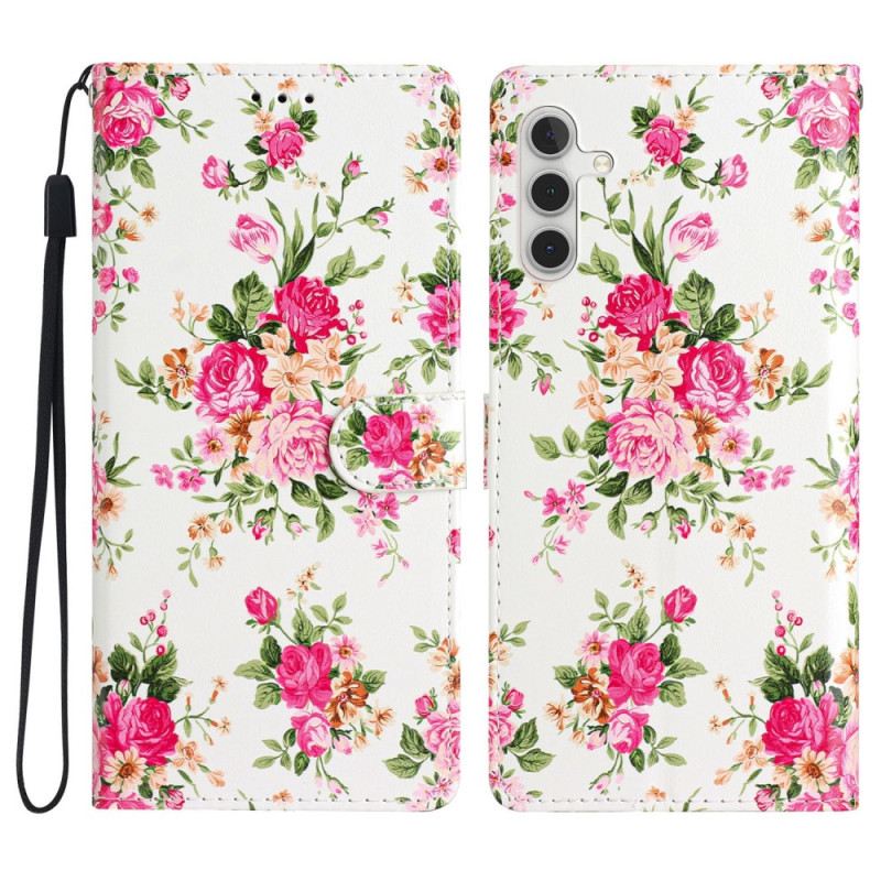 Kinyitható Tokok Samsung Galaxy A54 5G szíjjal Strap Liberty Flowers