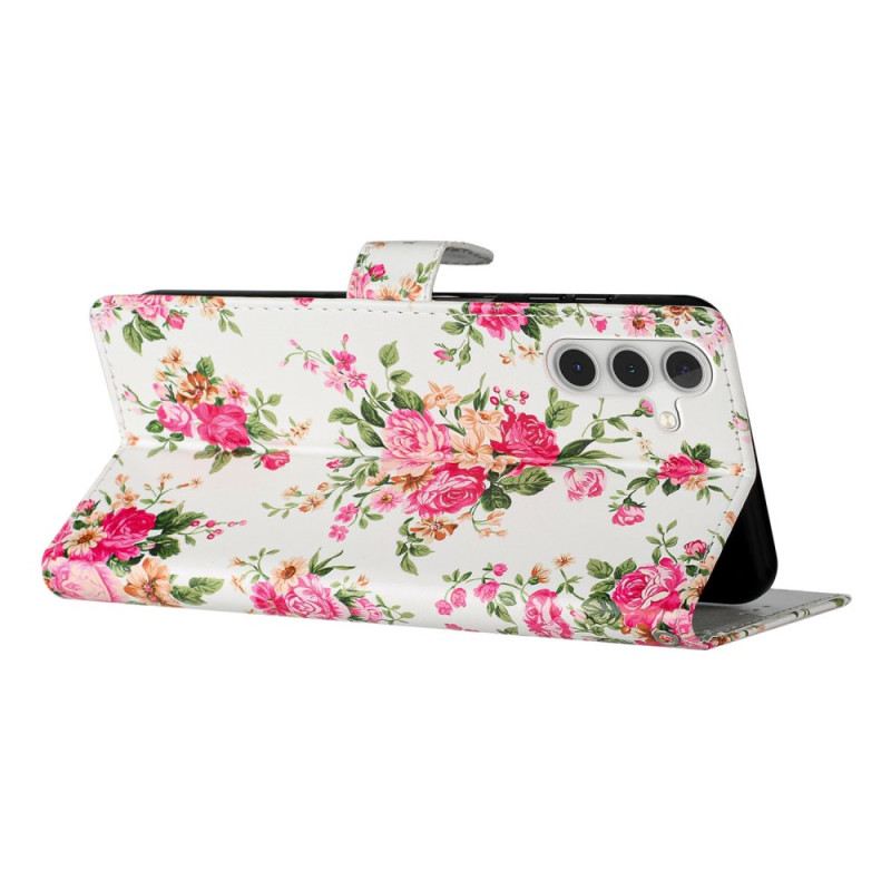 Kinyitható Tokok Samsung Galaxy A54 5G szíjjal Strap Liberty Flowers