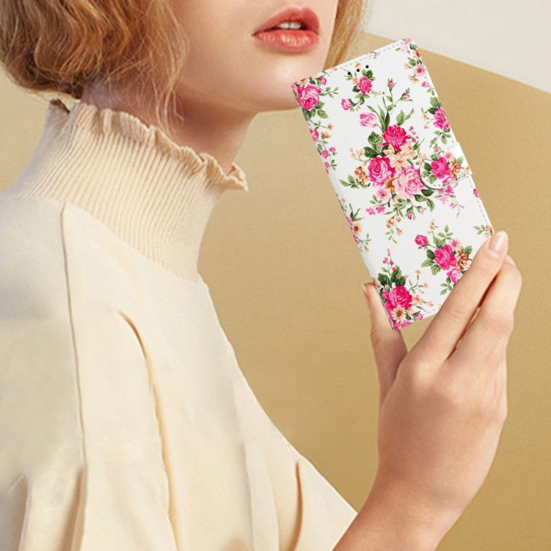 Kinyitható Tokok Samsung Galaxy A54 5G szíjjal Strap Liberty Flowers