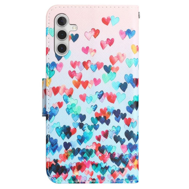 Kinyitható Tokok Samsung Galaxy A54 5G szíjjal Strappy Hearts Rain