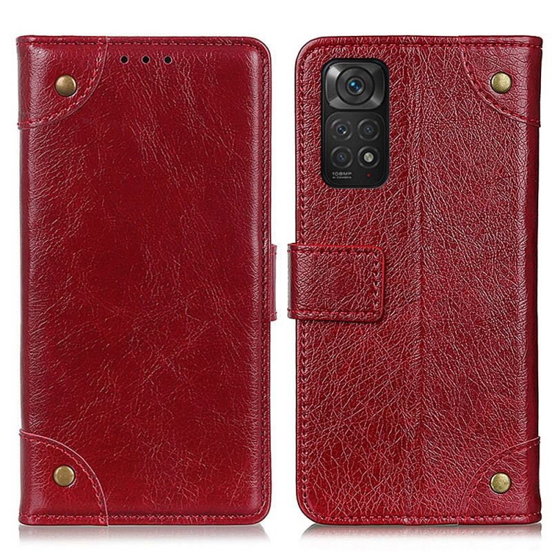 Fliptok / Bőrtok Xiaomi Redmi Note 11 / 11S Stílusú Nappa Bőr Vintage Szegecsek