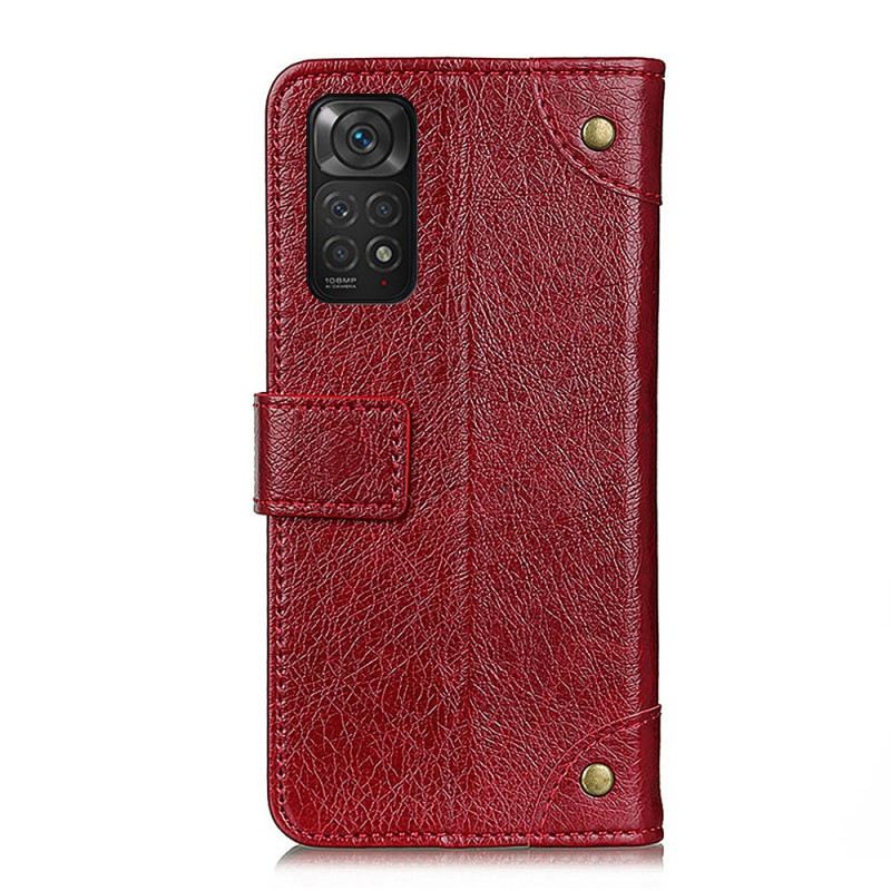 Fliptok / Bőrtok Xiaomi Redmi Note 11 / 11S Stílusú Nappa Bőr Vintage Szegecsek