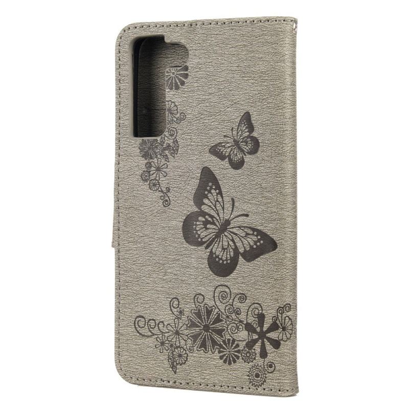 Fliptok / Bőrtok Samsung Galaxy S22 Plus 5G szíjjal Splendid Strap Butterflies