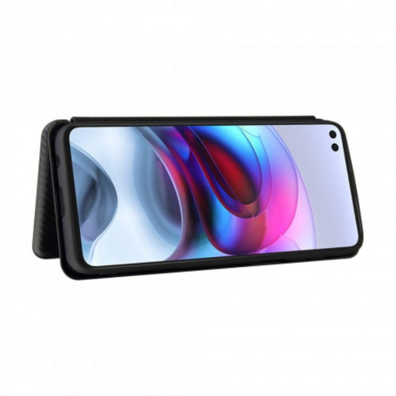 Fliptok Moto G100 Bőrtok Szilikon Szén