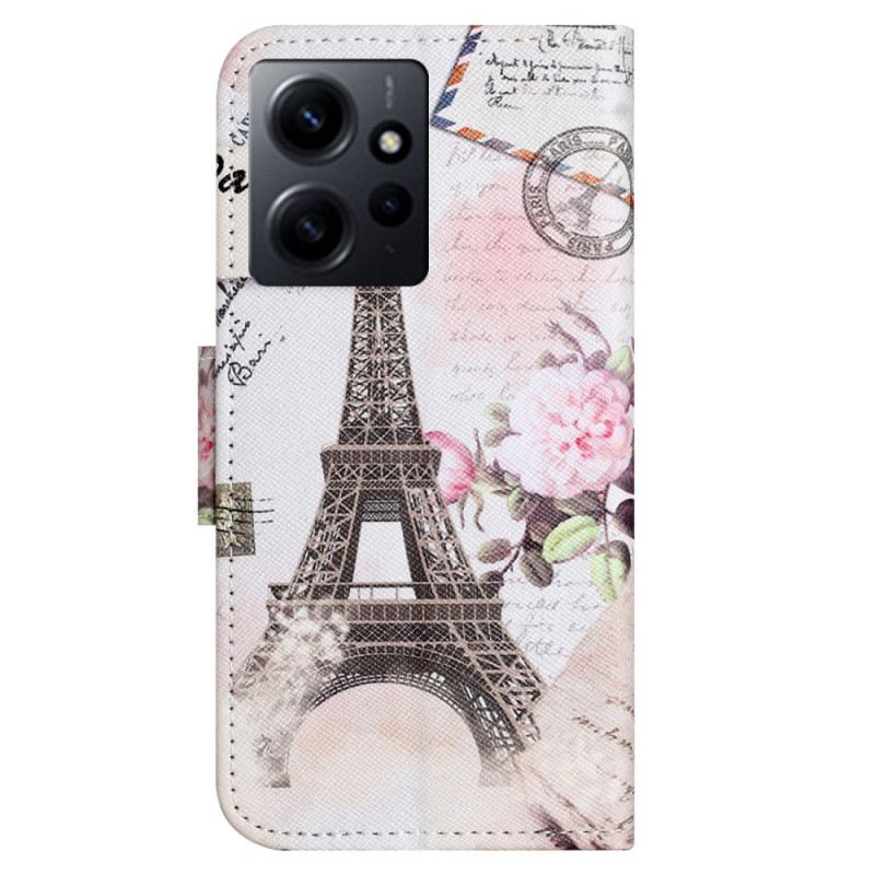 Fliptok / Bőrtok Xiaomi Redmi Note 12 4G Eiffel-torony