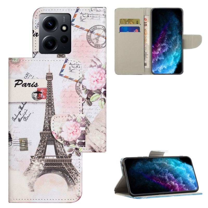 Fliptok / Bőrtok Xiaomi Redmi Note 12 4G Eiffel-torony