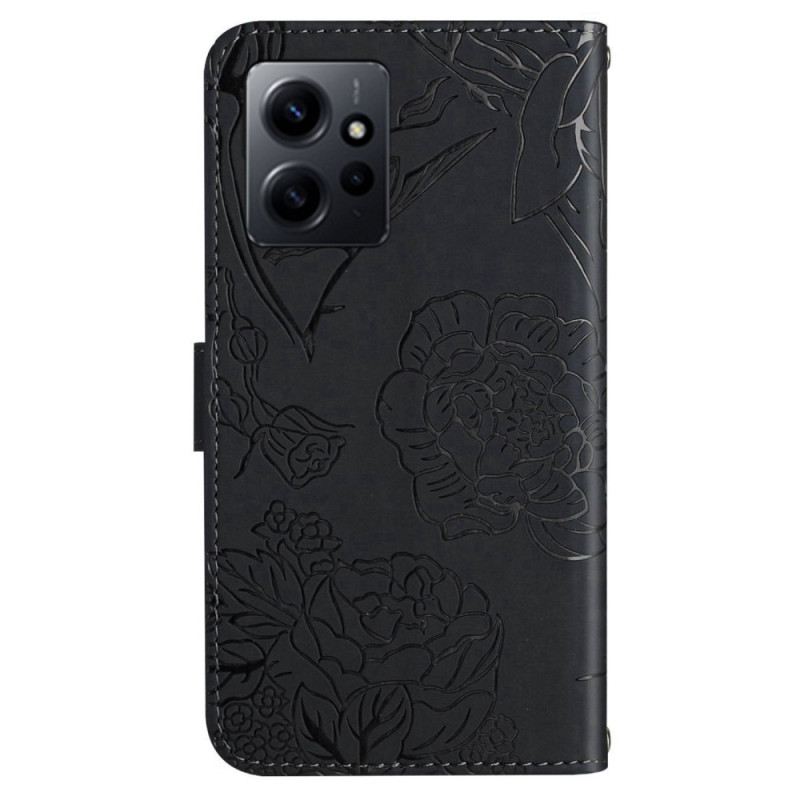 Fliptok / Bőrtok Xiaomi Redmi Note 12 4G Pillangók És Zsinór