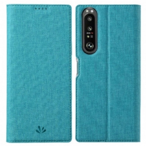 Fliptok Sony Xperia 1 III Bőrtok Texturált Vili Dmx