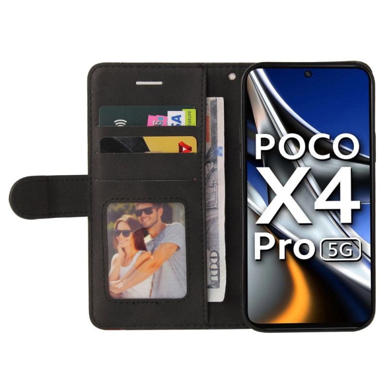 Fliptok / Bőrtok Poco X4 Pro 5G szíjjal Kéttónusú Szíj