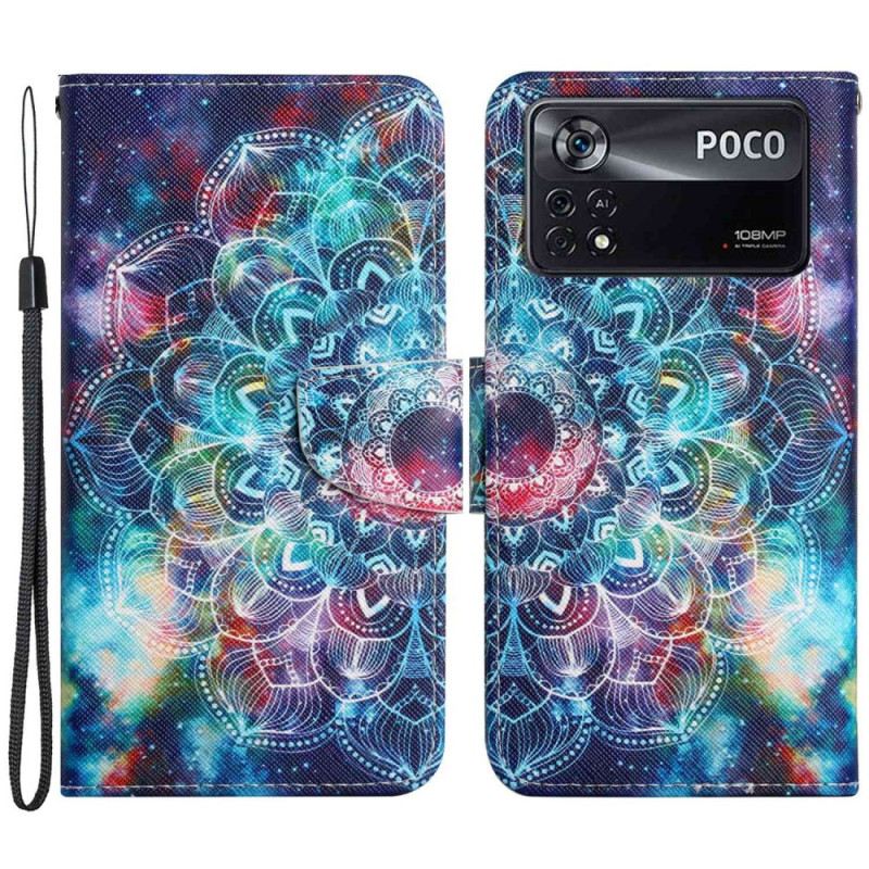 Fliptok / Bőrtok Poco X4 Pro 5G szíjjal Pántos Mandala