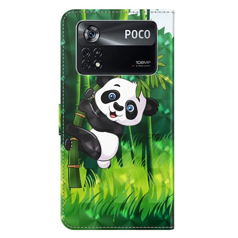 Fliptok / Bőrtok Poco X4 Pro 5G szíjjal Pántos Panda