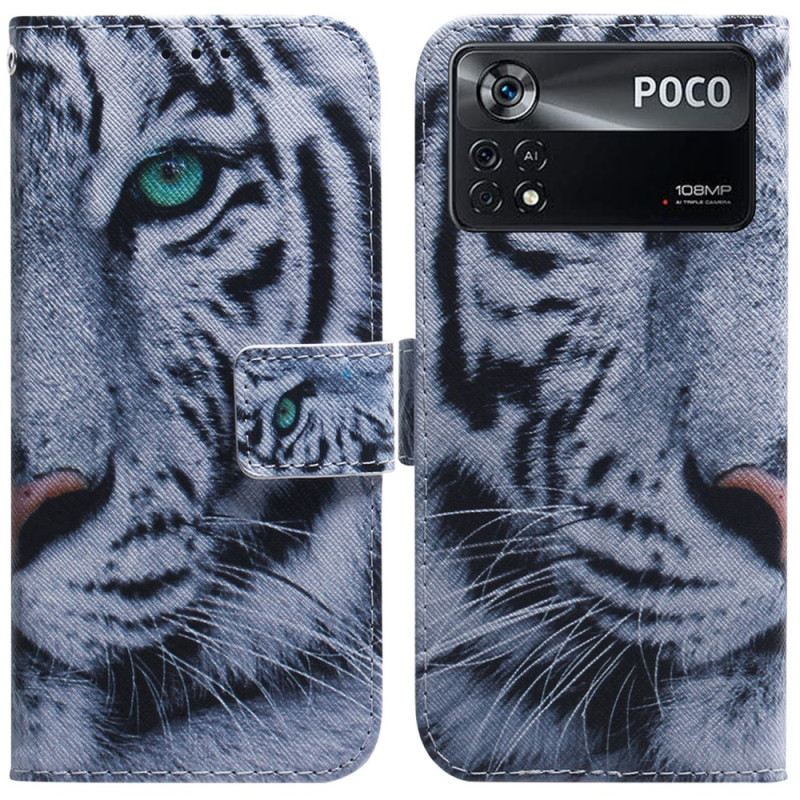 Fliptok Poco X4 Pro 5G Fehér Tigris