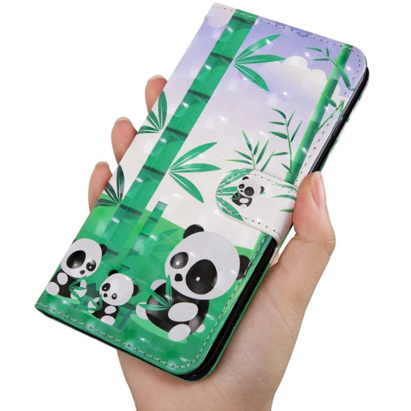 Kinyitható Tokok Poco X4 Pro 5G szíjjal Lanyard Panda Család