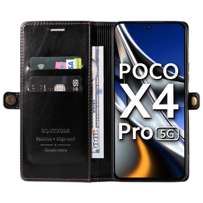 Kinyitható Tokok Poco X4 Pro 5G Waxed Leather Effect Gq.utrobe