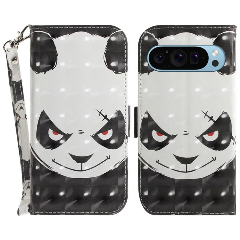 Bőrtok Google Pixel 9 Angry Panda Love Szíjjal