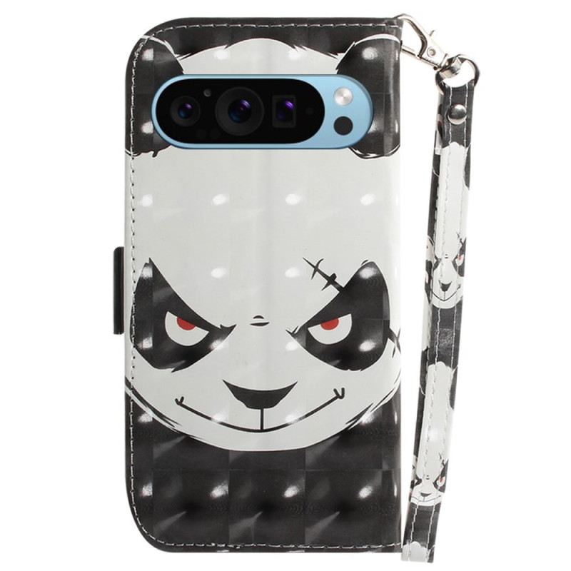 Bőrtok Google Pixel 9 Angry Panda Love Szíjjal