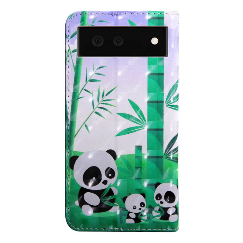 Fliptok / Bőrtok Google Pixel 6 Panda Család