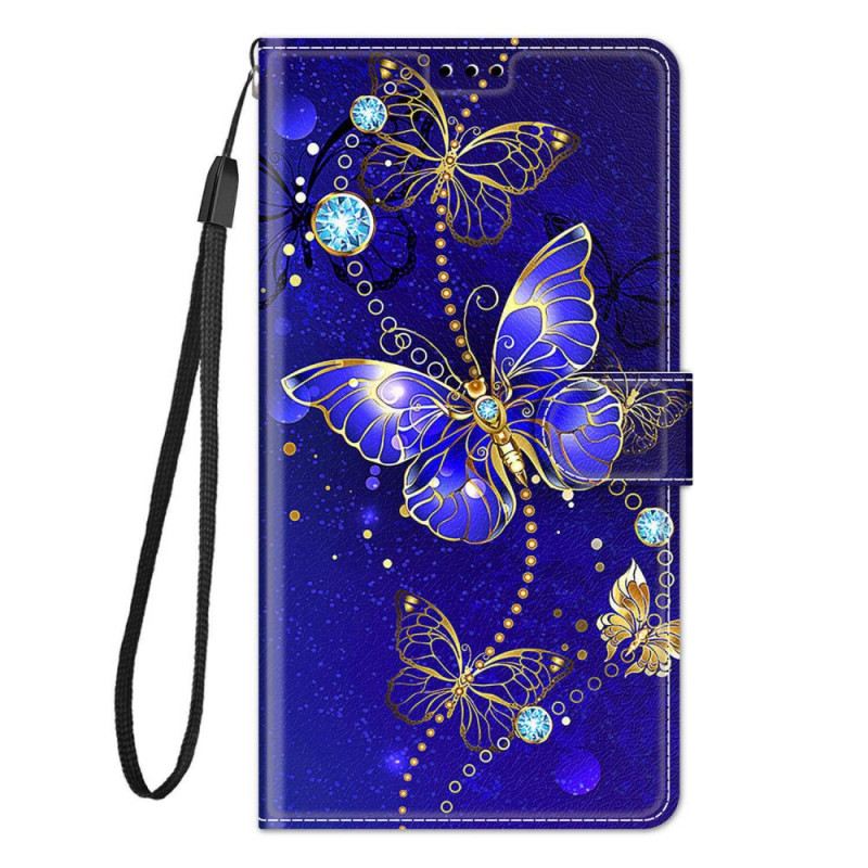 Fliptok / Bőrtok Samsung Galaxy M23 5G szíjjal Strap Butterflies Fan