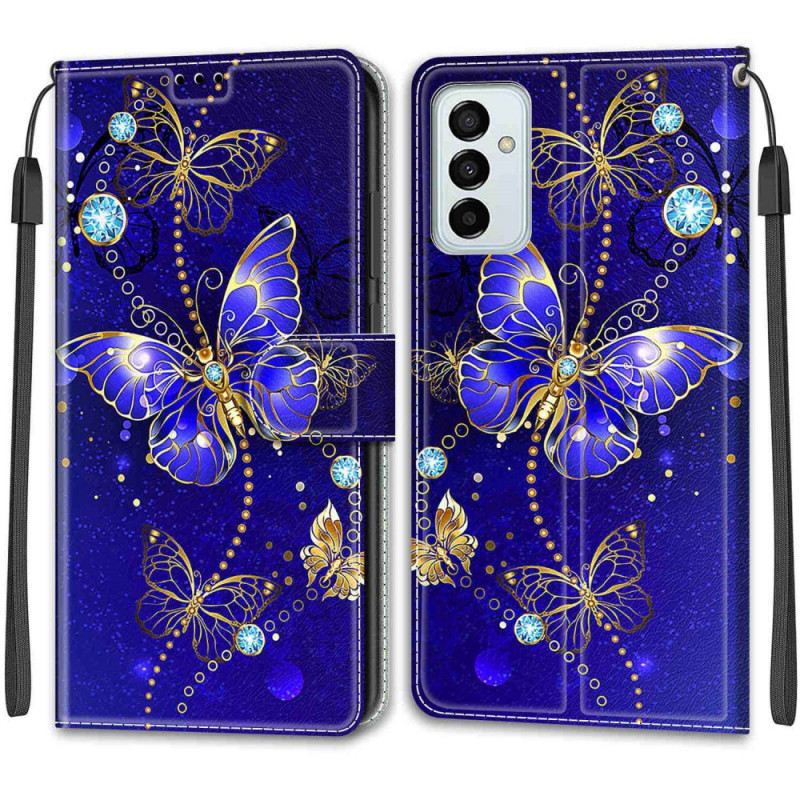 Fliptok / Bőrtok Samsung Galaxy M23 5G szíjjal Strap Butterflies Fan