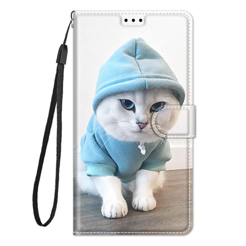 Fliptok / Bőrtok Samsung Galaxy M23 5G szíjjal Tanga Cat Fan