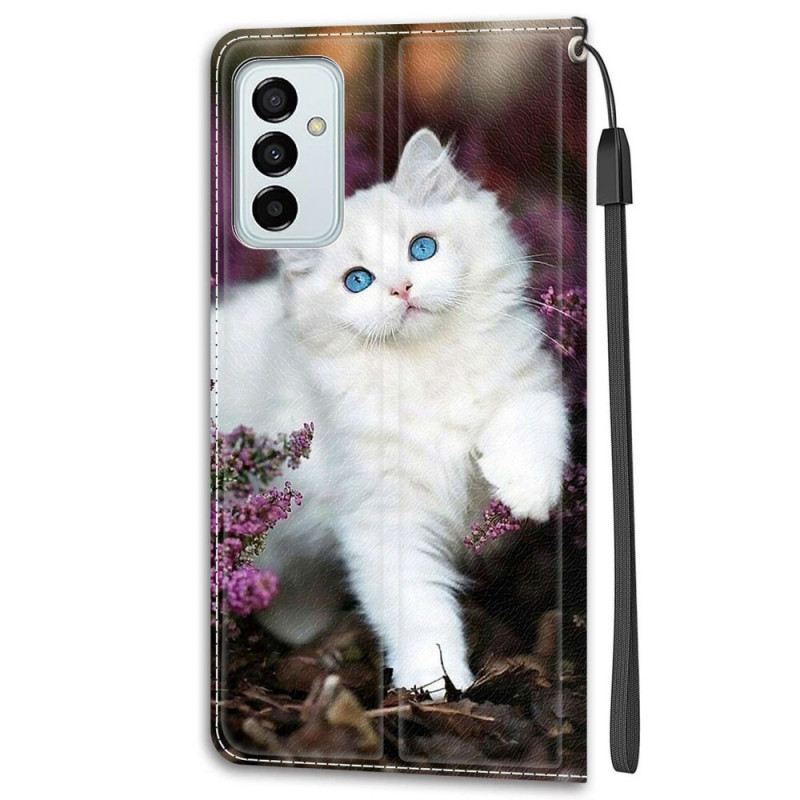 Fliptok / Bőrtok Samsung Galaxy M23 5G szíjjal Tanga Cat Fan