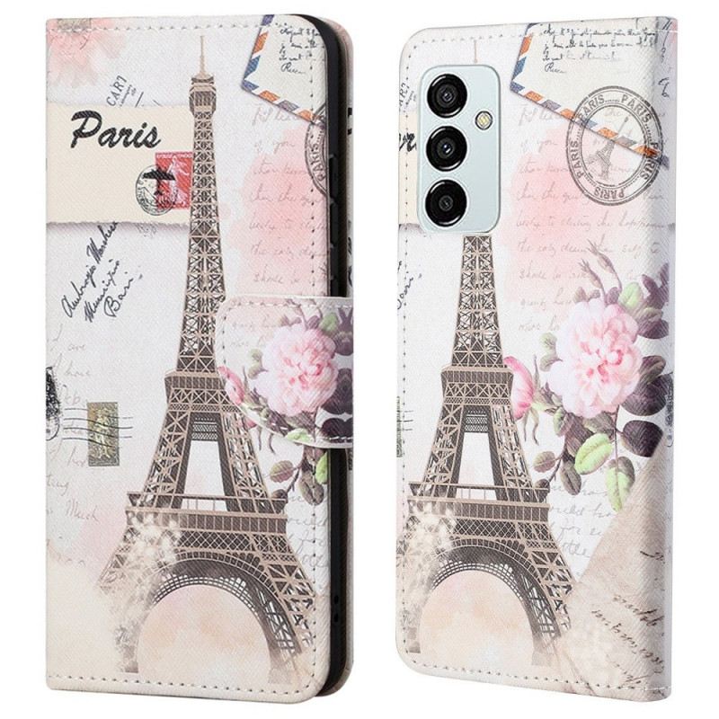 Fliptok / Bőrtok Samsung Galaxy M23 5G Szüreti Eiffel-torony