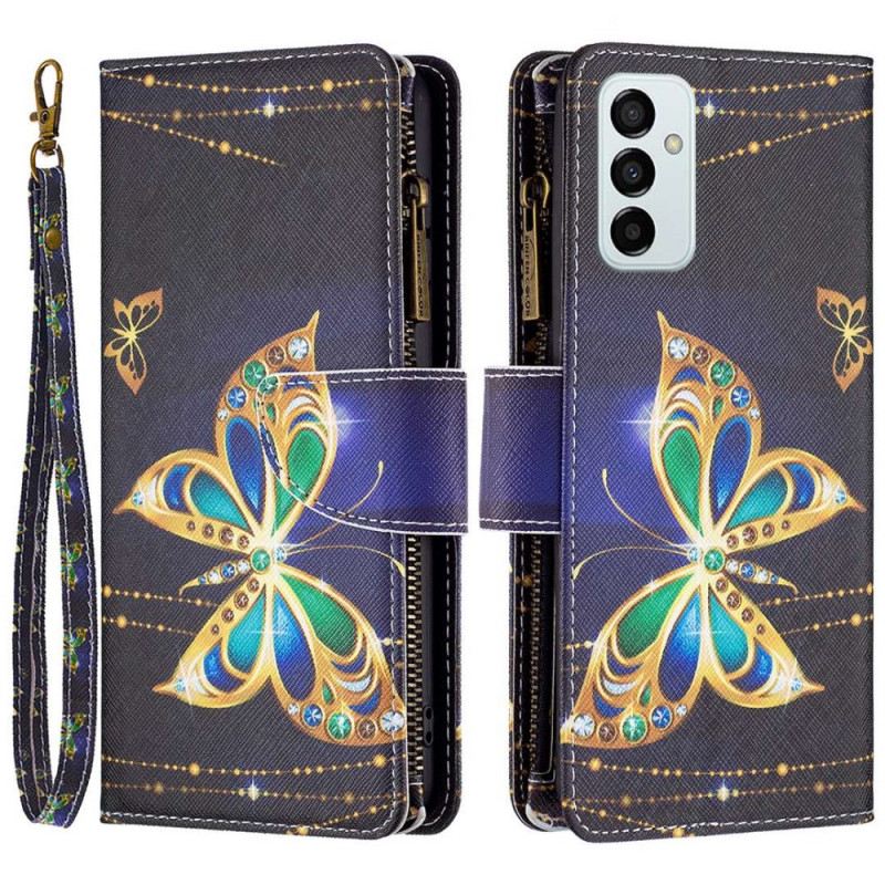 Fliptok Samsung Galaxy M23 5G Butterflies Érme Pénztárca És Zsinór