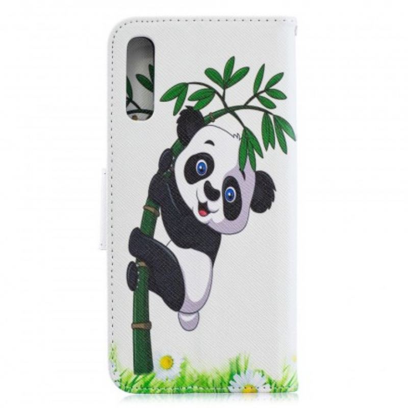 Fliptok / Bőrtok Samsung Galaxy A70 Panda Bambuszon