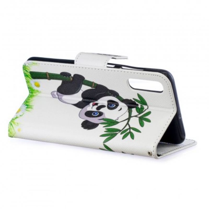 Fliptok / Bőrtok Samsung Galaxy A70 Panda Bambuszon