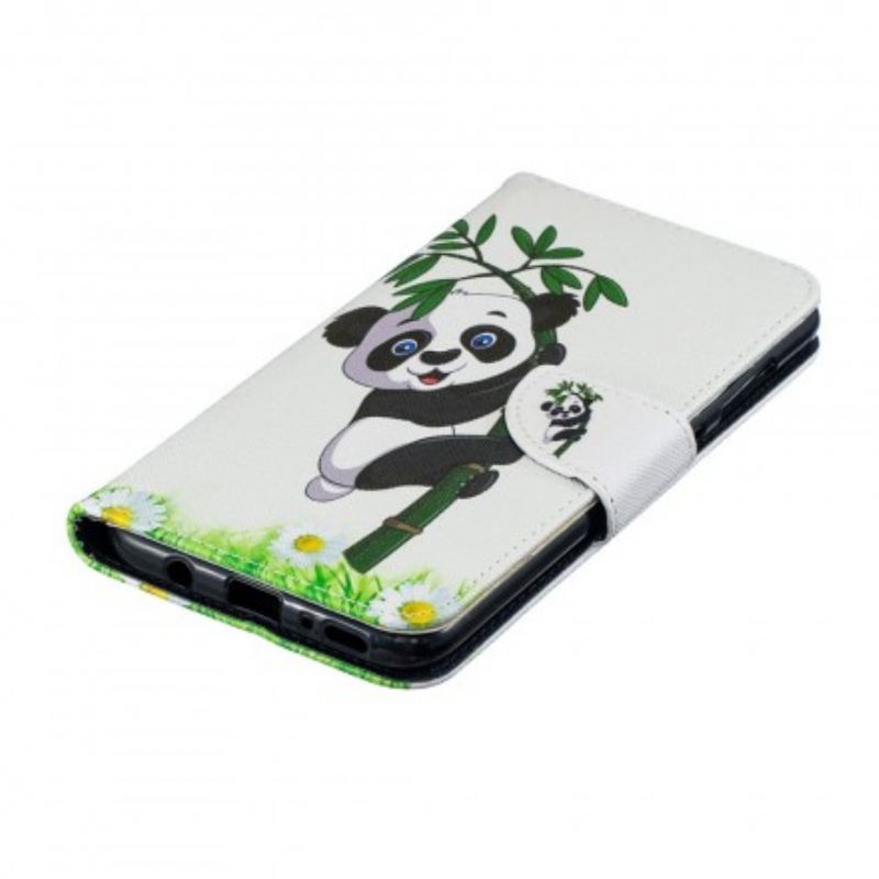 Fliptok / Bőrtok Samsung Galaxy A70 Panda Bambuszon