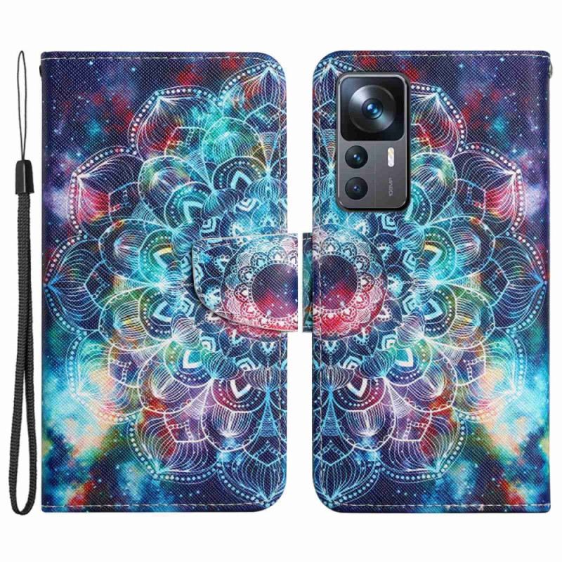 Fliptok / Bőrtok Xiaomi 12T / 12T Pro szíjjal Feltűnő Strappy Mandala