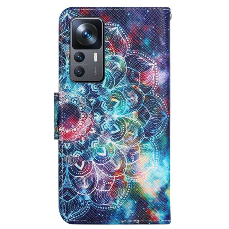 Fliptok / Bőrtok Xiaomi 12T / 12T Pro szíjjal Feltűnő Strappy Mandala