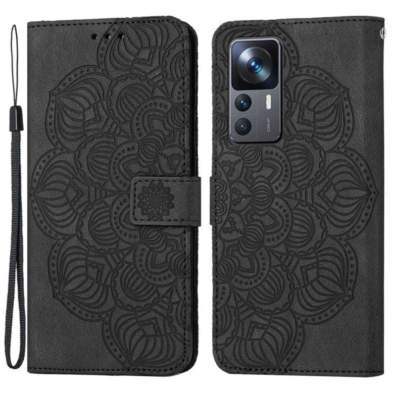 Fliptok / Bőrtok Xiaomi 12T / 12T Pro szíjjal Pántos Barokk Mandala