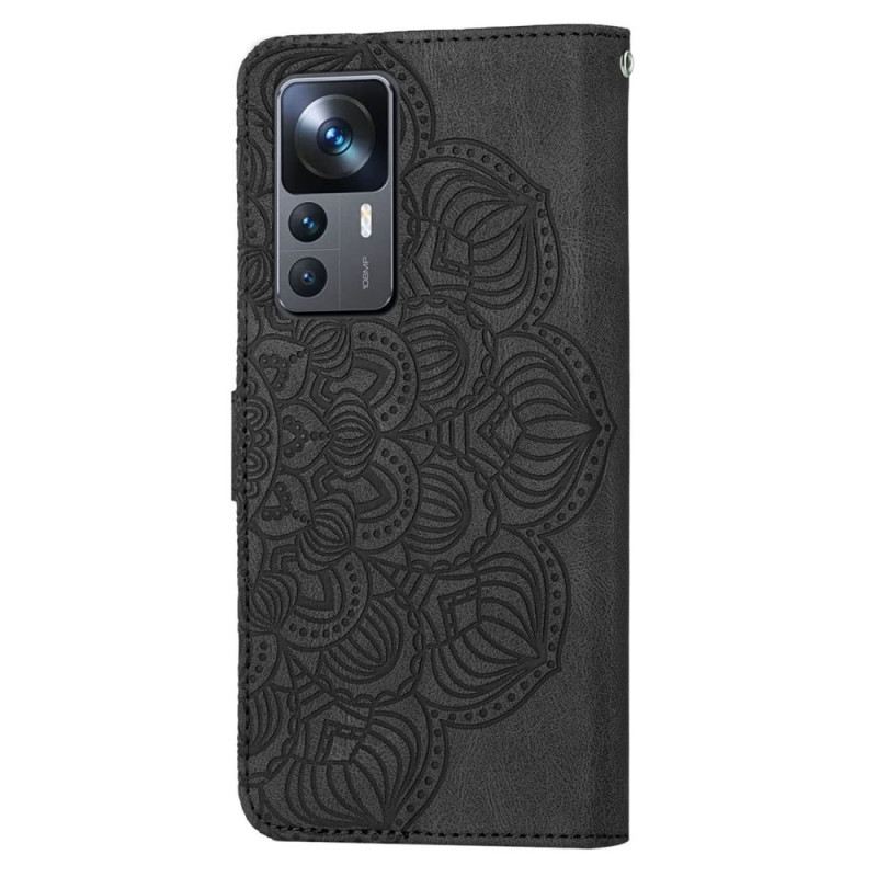 Fliptok / Bőrtok Xiaomi 12T / 12T Pro szíjjal Pántos Barokk Mandala