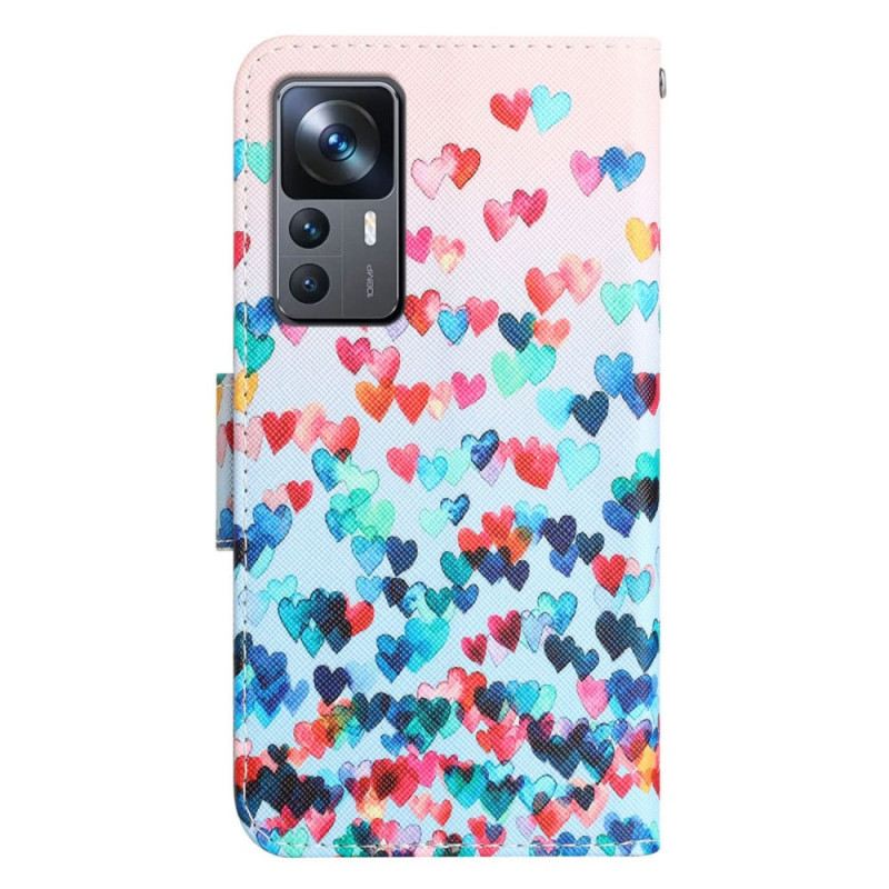 Fliptok / Bőrtok Xiaomi 12T / 12T Pro szíjjal Strappy Hearts