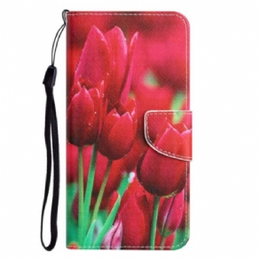 Fliptok / Bőrtok Xiaomi 12T / 12T Pro Tanga Tulipánok