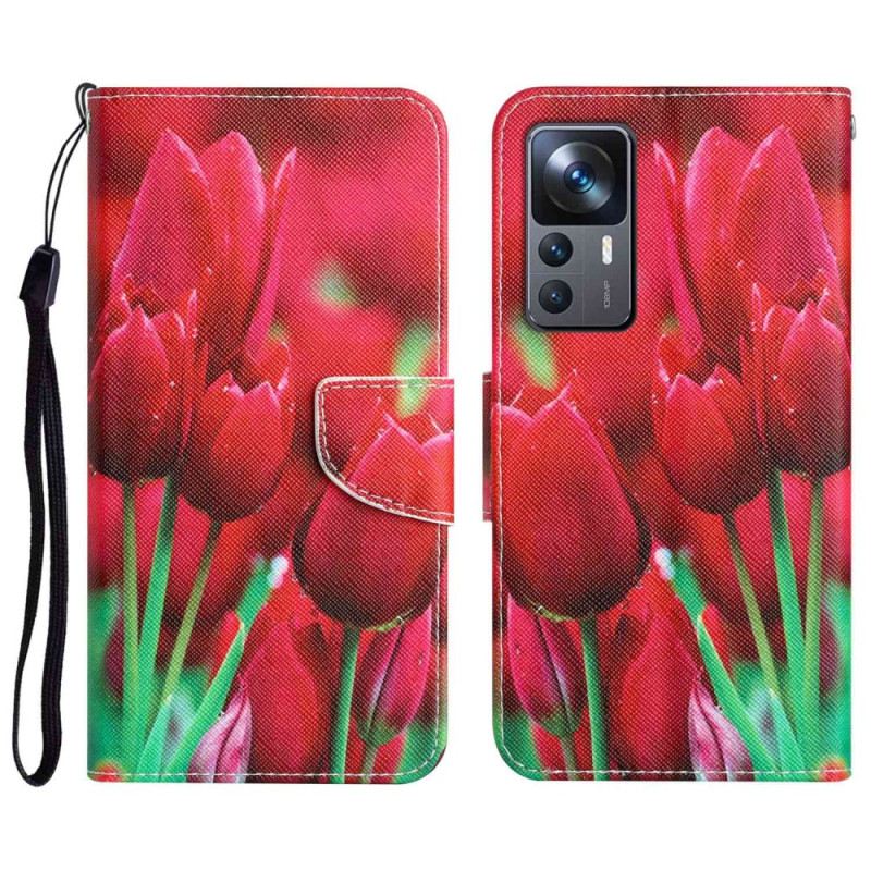 Fliptok / Bőrtok Xiaomi 12T / 12T Pro Tanga Tulipánok