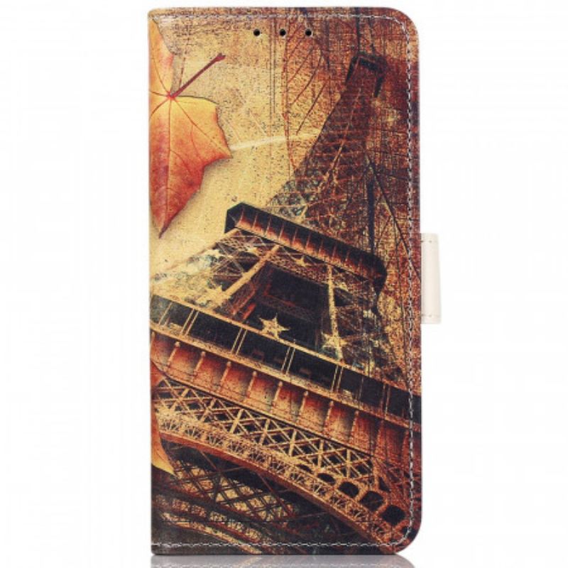 Fliptok / Bőrtok Samsung Galaxy A03 Core Eiffel-torony Ősszel