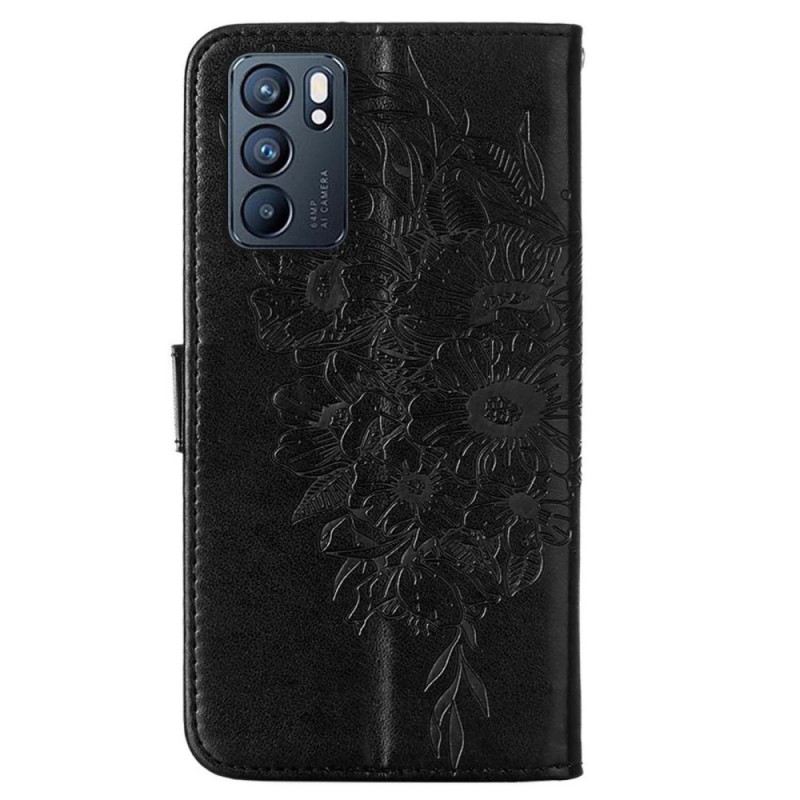 Fliptok / Bőrtok Oppo Reno 6 5G Pillangó Design